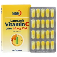 کپسول ویتامین سی و زینک 10 میلی گرم یوروویتال بسته 60 عددی
